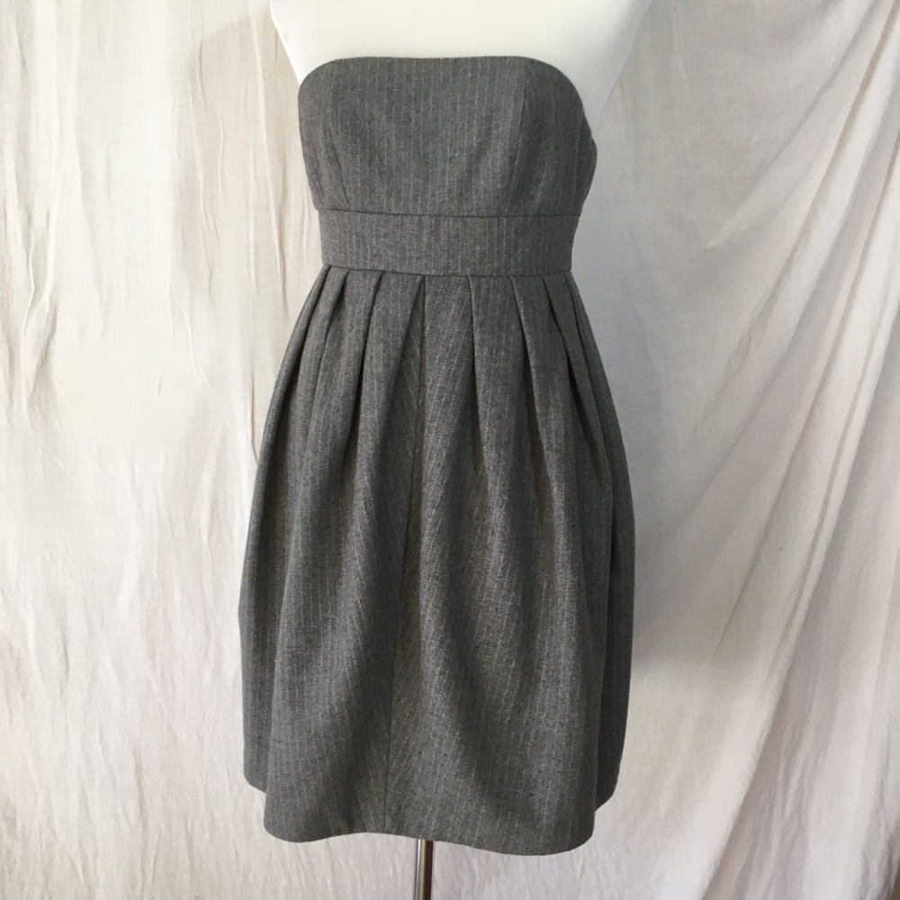 silence + noise Gray Strapless Pleated Mini Dress